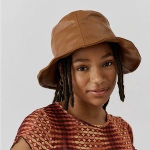 Wyeth Brown faux leather bucket hat from Anthropologie